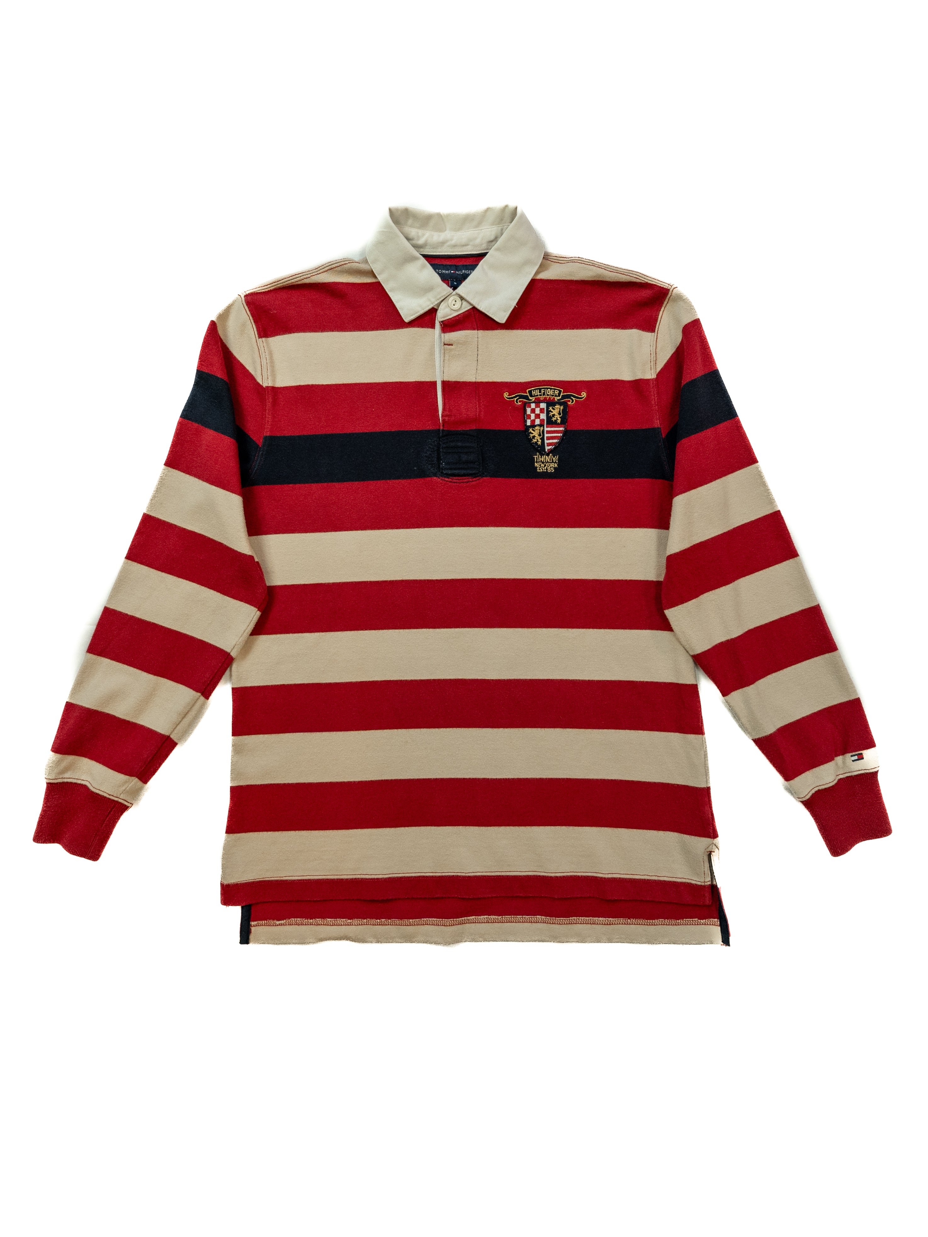 Tommy Hilfiger polo a rayas rojas y crema